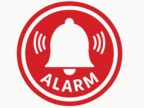 Rotes Alarmglocken-Symbol mit dem Text 'Alarm' und dem grünen Logo 'SecuConcept' - SecuConCept™ Alarmaufschaltungen & Alarmverfolgungen