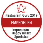Auszeichnung für Restaurant Guru 2019 für Happy Billiard Sportbar